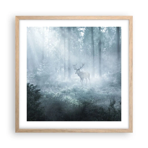 Plakat i ramme af lyst egetræ - Morgenvandring rundt på godset - 50x50 cm