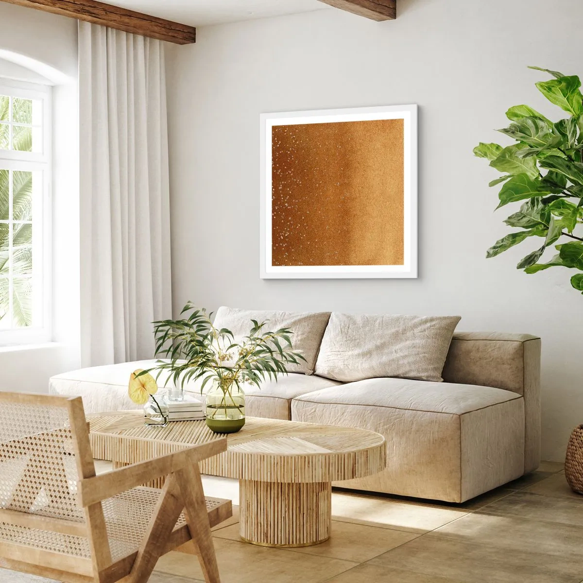 Plakat i hvid ramme - Lysets fødsel - 40x40 cm