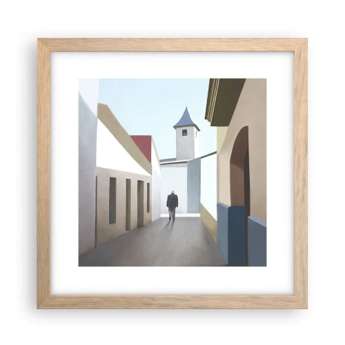 Plakat i ramme af lyst egetræ - Solrig gåtur - 30x30 cm