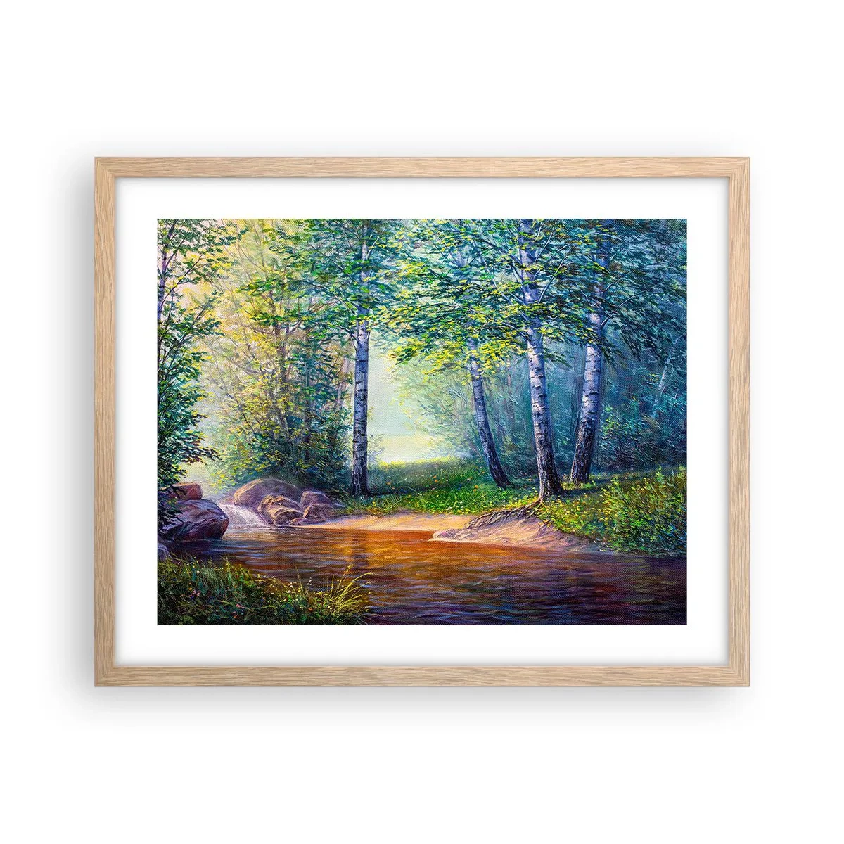 Plakat i ramme af lyst egetræ - Idylliske omgivelser - 50x40 cm