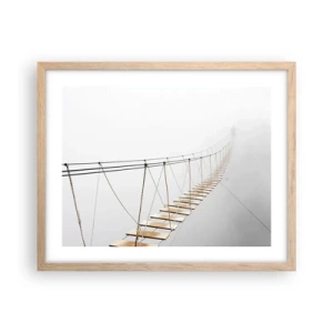 Plakat i ramme af lyst egetræ - Hvor vil det føre dig hen? - 50x40 cm