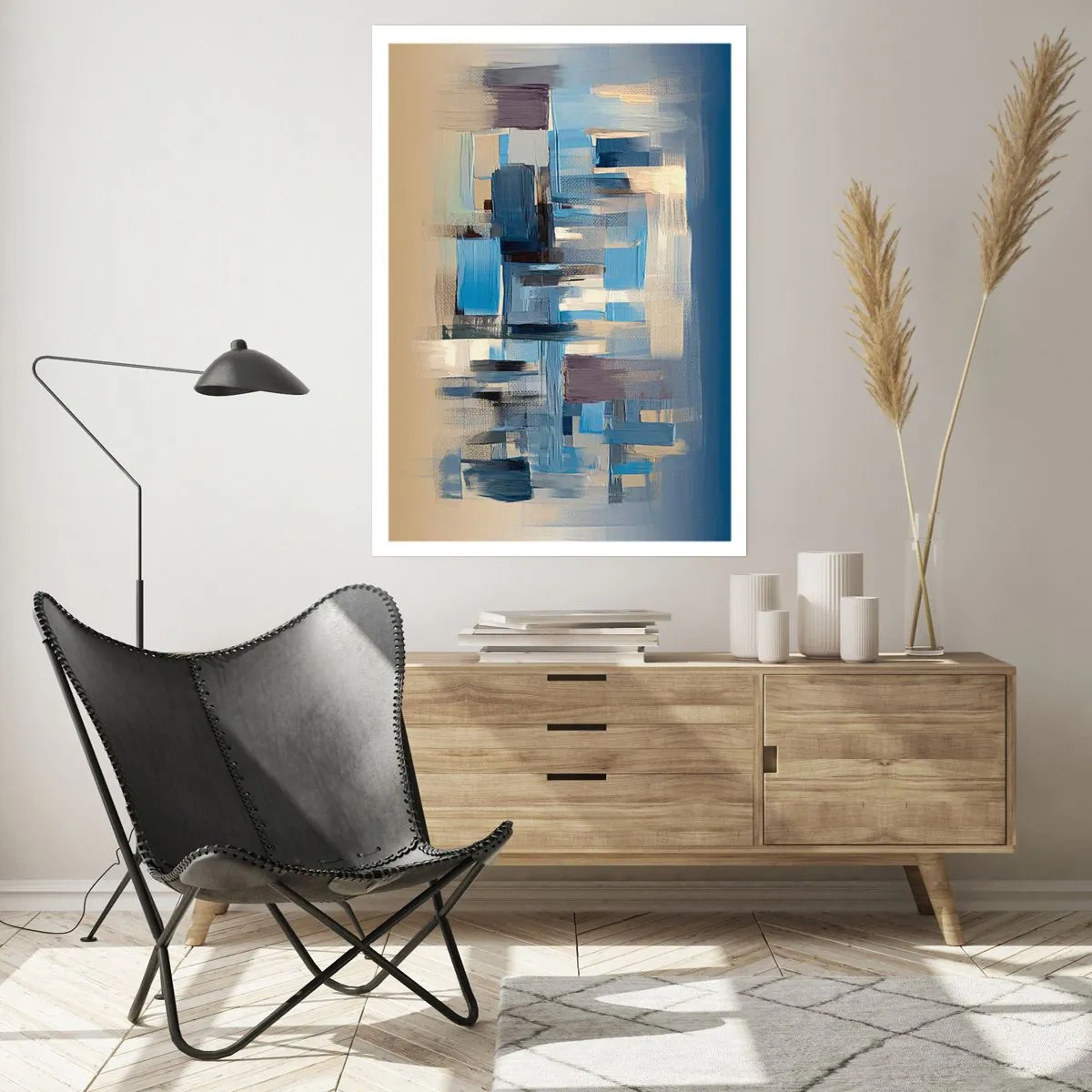 Plakat - Blå konstruktion - 50x70 cm