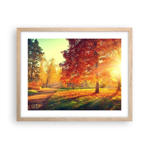 Plakat i ramme af lyst egetræ - Rød er smuk - 50x40 cm