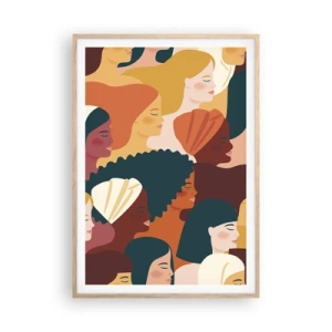 Plakat i ramme af lyst egetræ - Kun kvindelighed - 70x100 cm