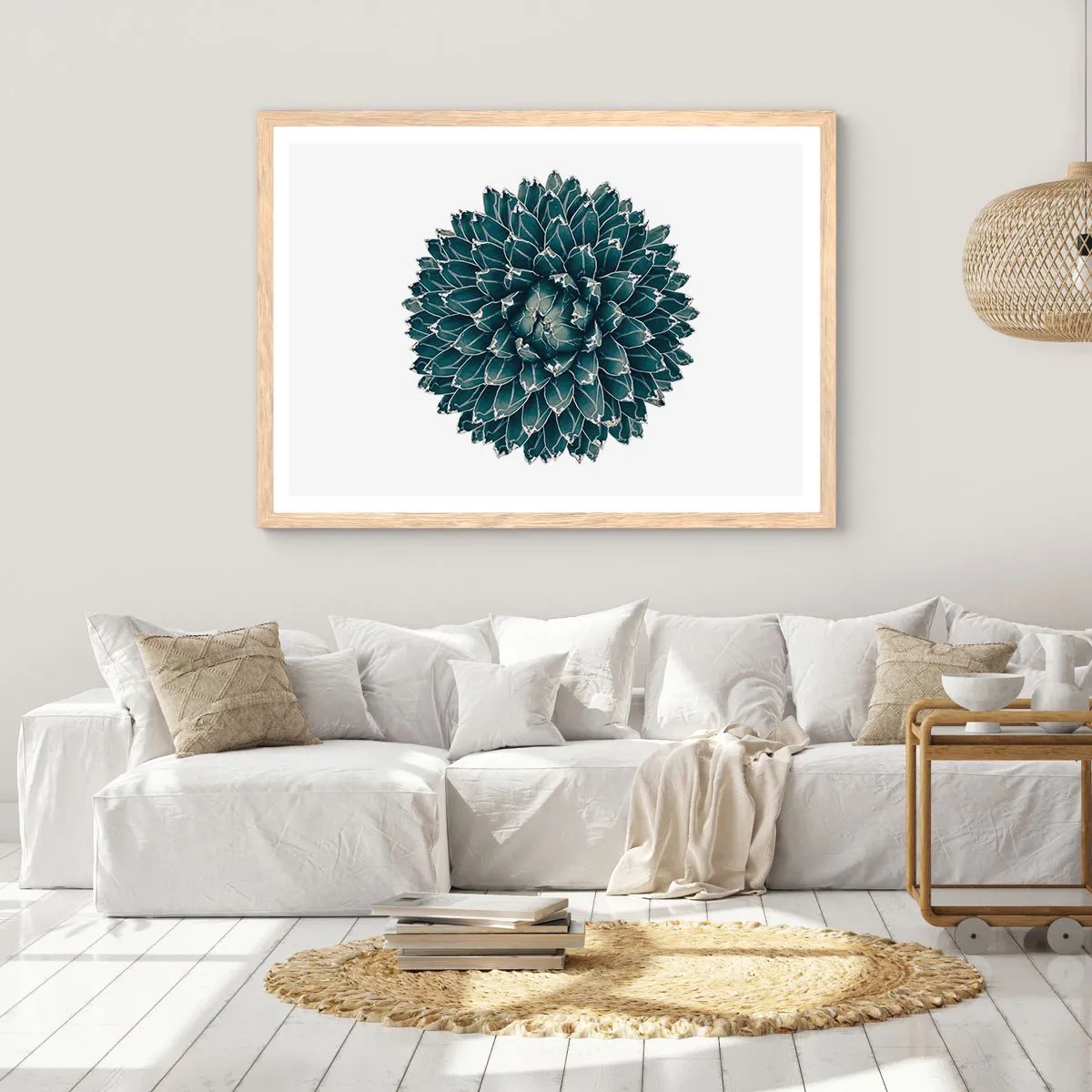 Plakat i ramme af lyst egetræ - Ørkenstjerne - 70x50 cm