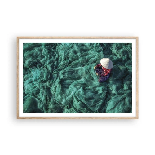 Plakat i ramme af lyst egetræ - I et hav af lys - 91x61 cm