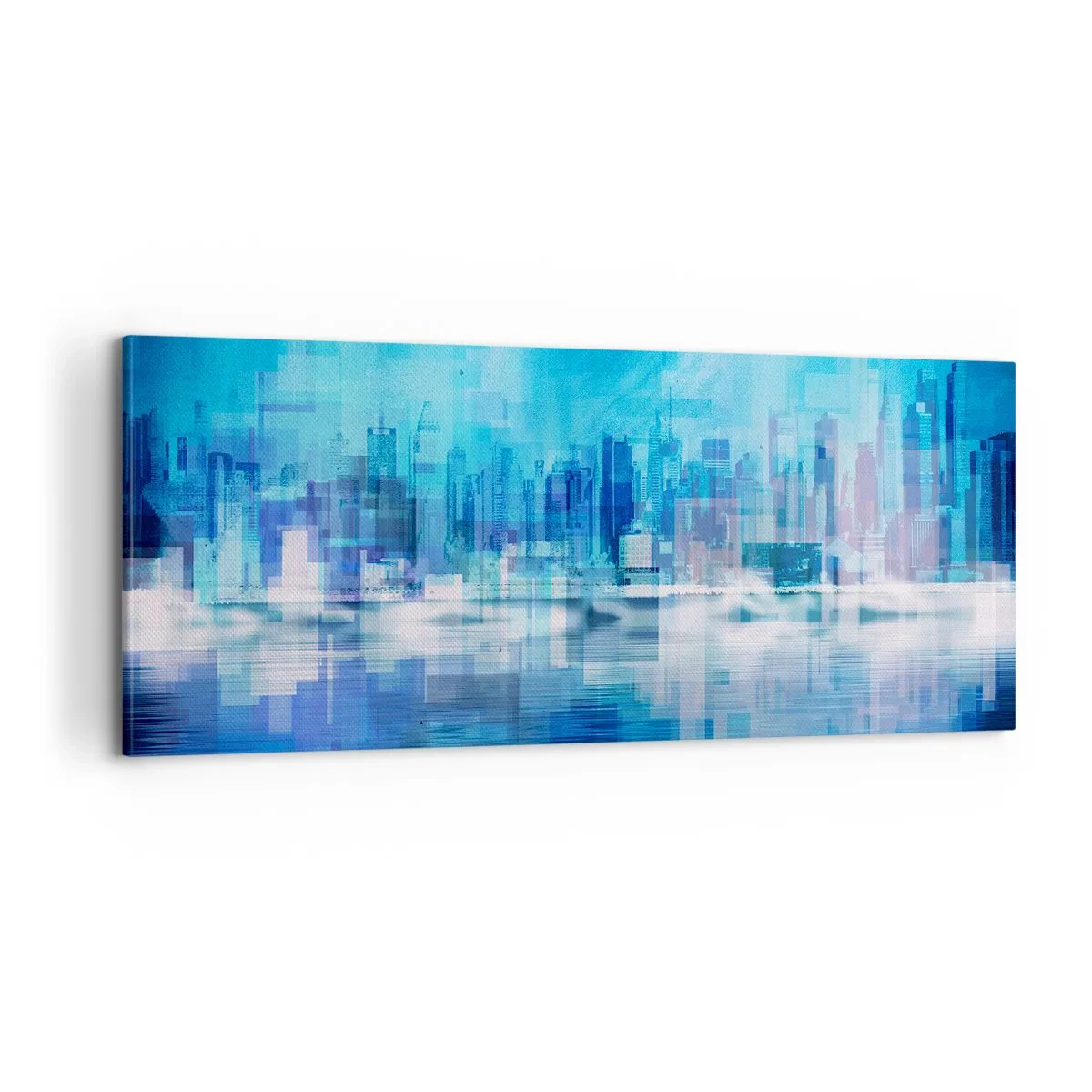 Lærredstryk - Billede på lærred - Sænket i blåt - 100x40 cm