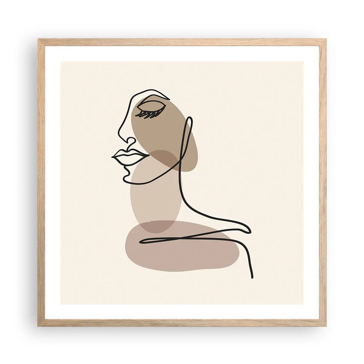 Plakat i ramme af lyst egetræ - En vis linje af skønhed - 60x60 cm