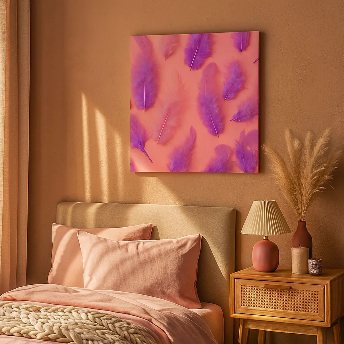 Lærredstryk - Billede på lærred - Lilla fugl af begær - 30x30 cm