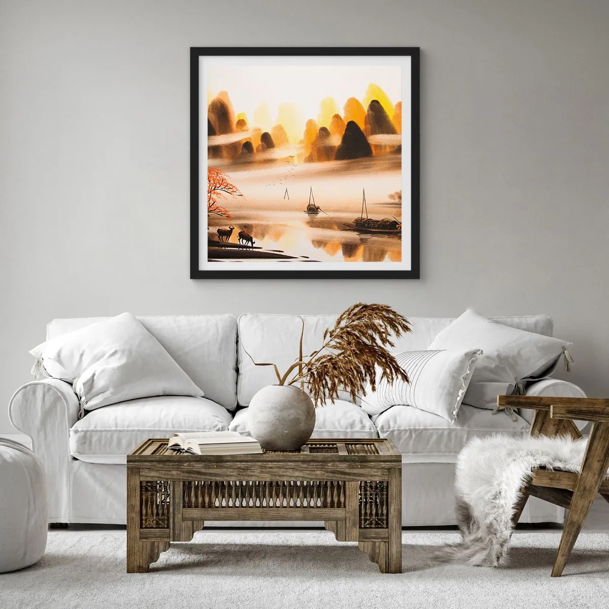 Plakat i sort ramme - Længere væk end det fjerne Østen - 30x30 cm