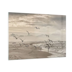 Billede på glas - Havet brummer, fuglene synger - 100x70 cm