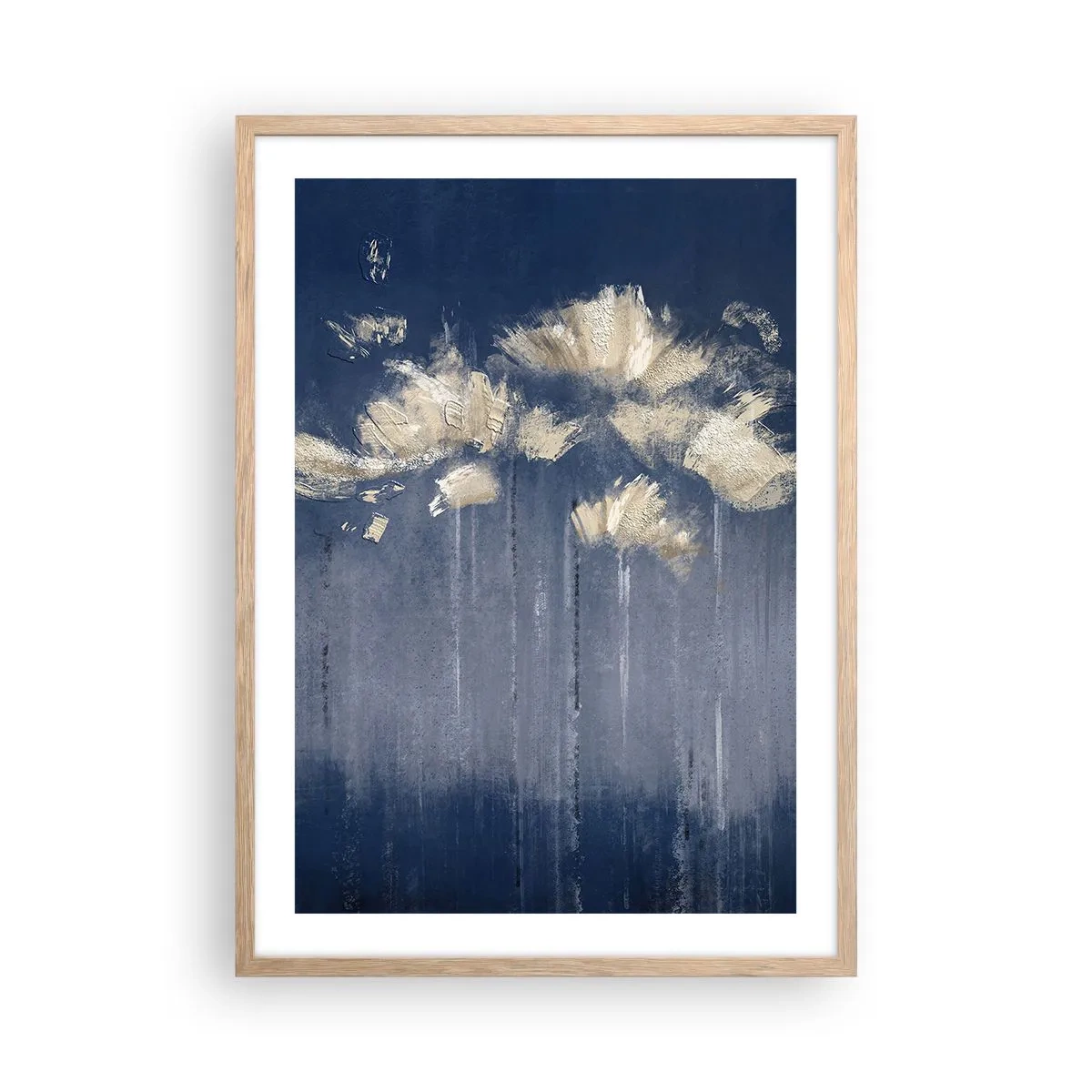 Plakat i ramme af lyst egetræ - Som kronblade i vinden - 50x70 cm