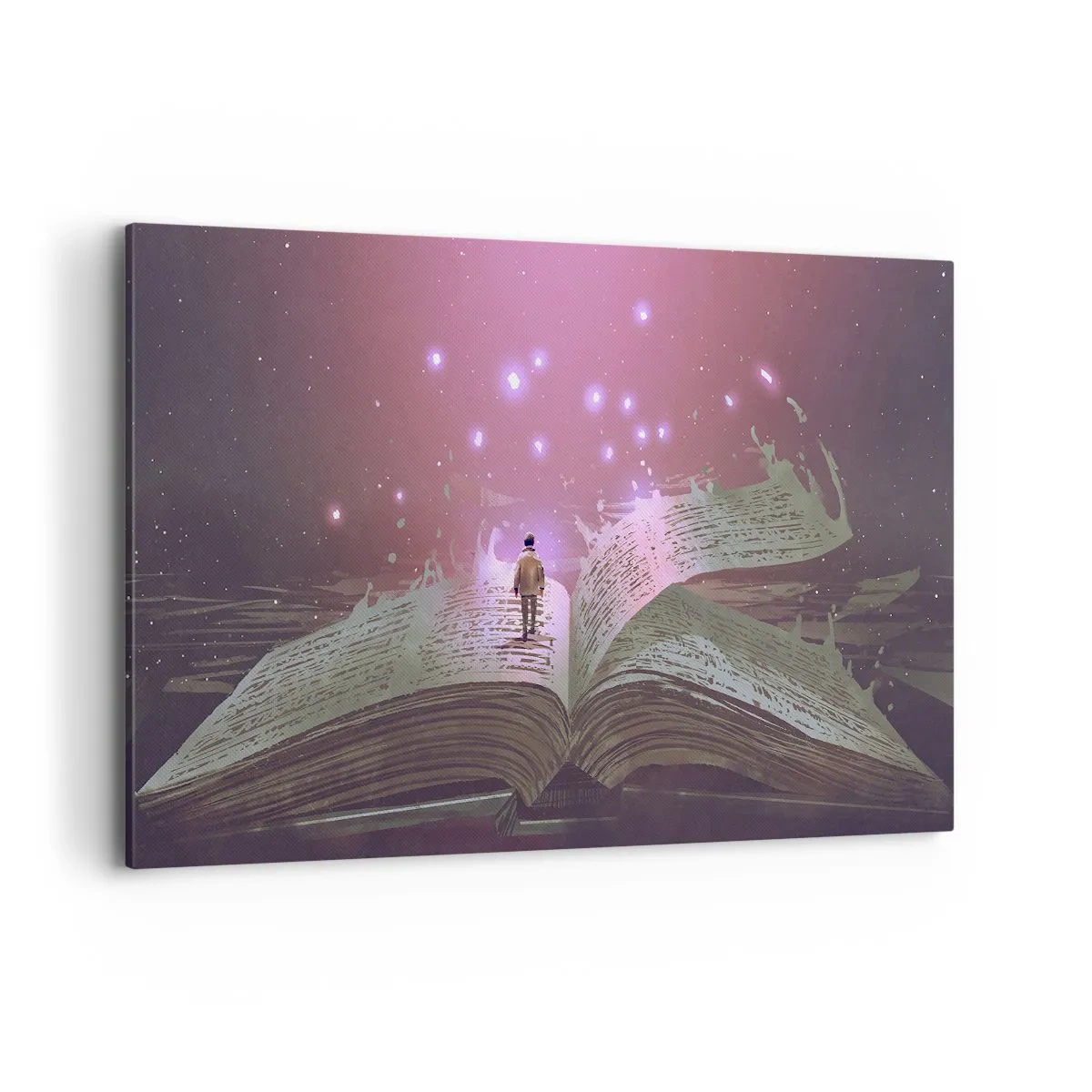 Lærredstryk - Billede på lærred - En invitation til en anden verden - læs den! - 120x80 cm