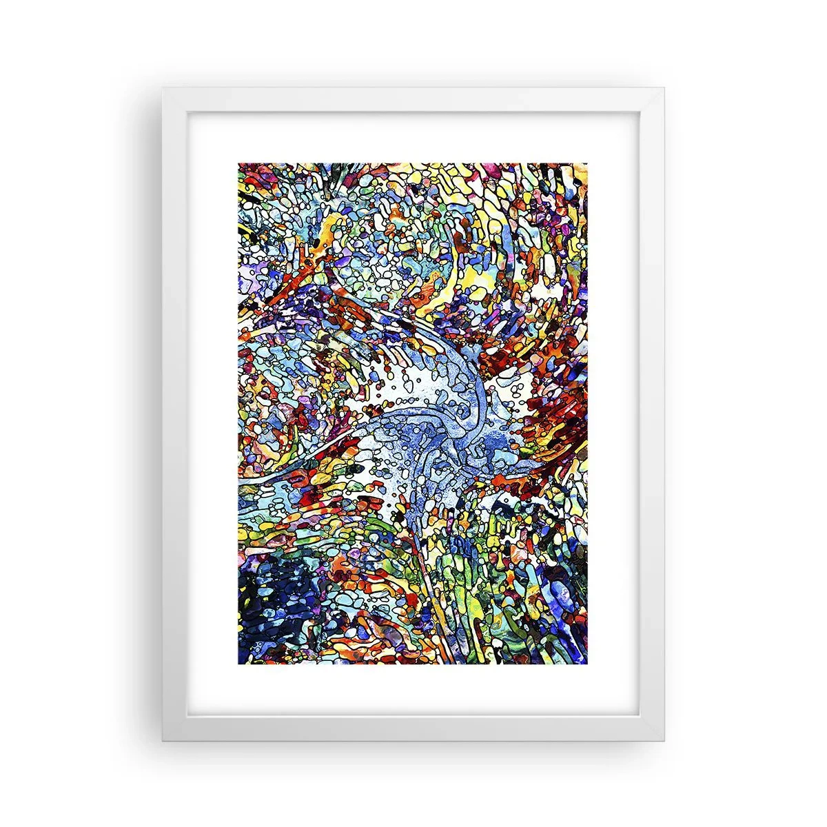 Plakat i hvid ramme - Dråbe af farvet glas - 30x40 cm