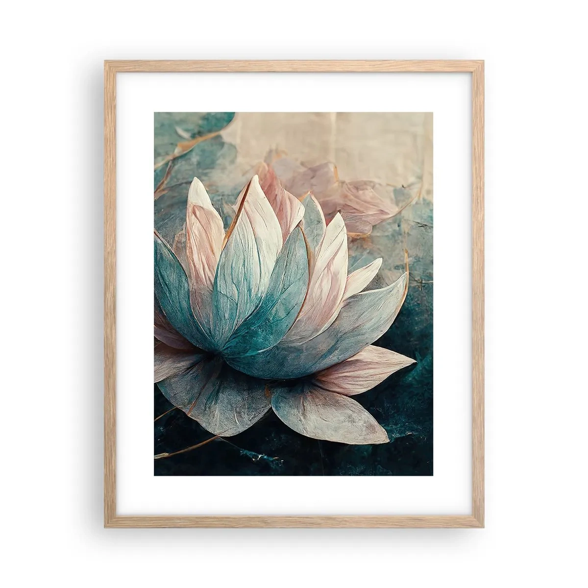 Plakat i ramme af lyst egetræ - Søens stjerner - 40x50 cm