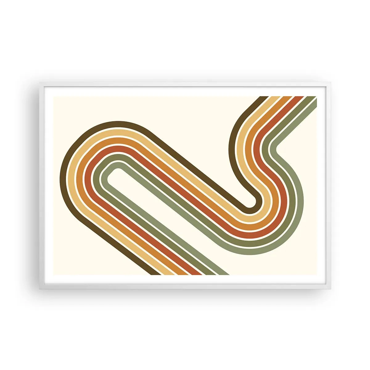Plakat i hvid ramme - Zigzag til destinationen - 100x70 cm