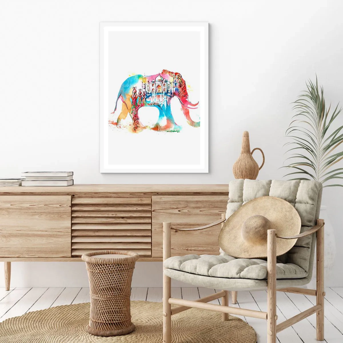 Plakat i hvid ramme - Indien - kærlighedens aura - 70x100 cm