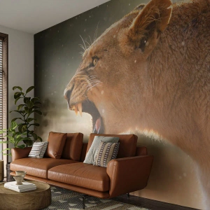 Fototapet Selvklæbende Deluxe Sticker - Prøv ikke at lytte - Dyr, Løve, Afrika - 500x350 cm