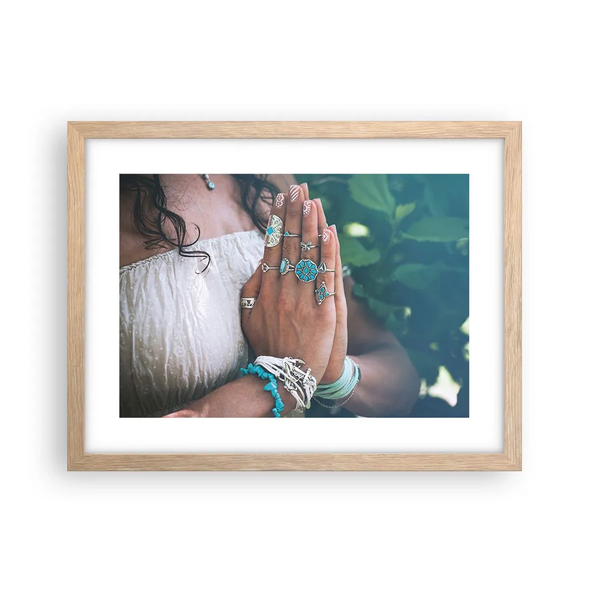 Plakat i ramme af lyst egetræ - Velkommen til værens centrum - 40x30 cm