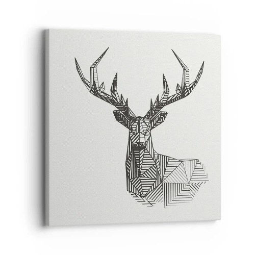 Lærredstryk - Billede på lærred - Hjorte i kubistisk stil - 30x30 cm