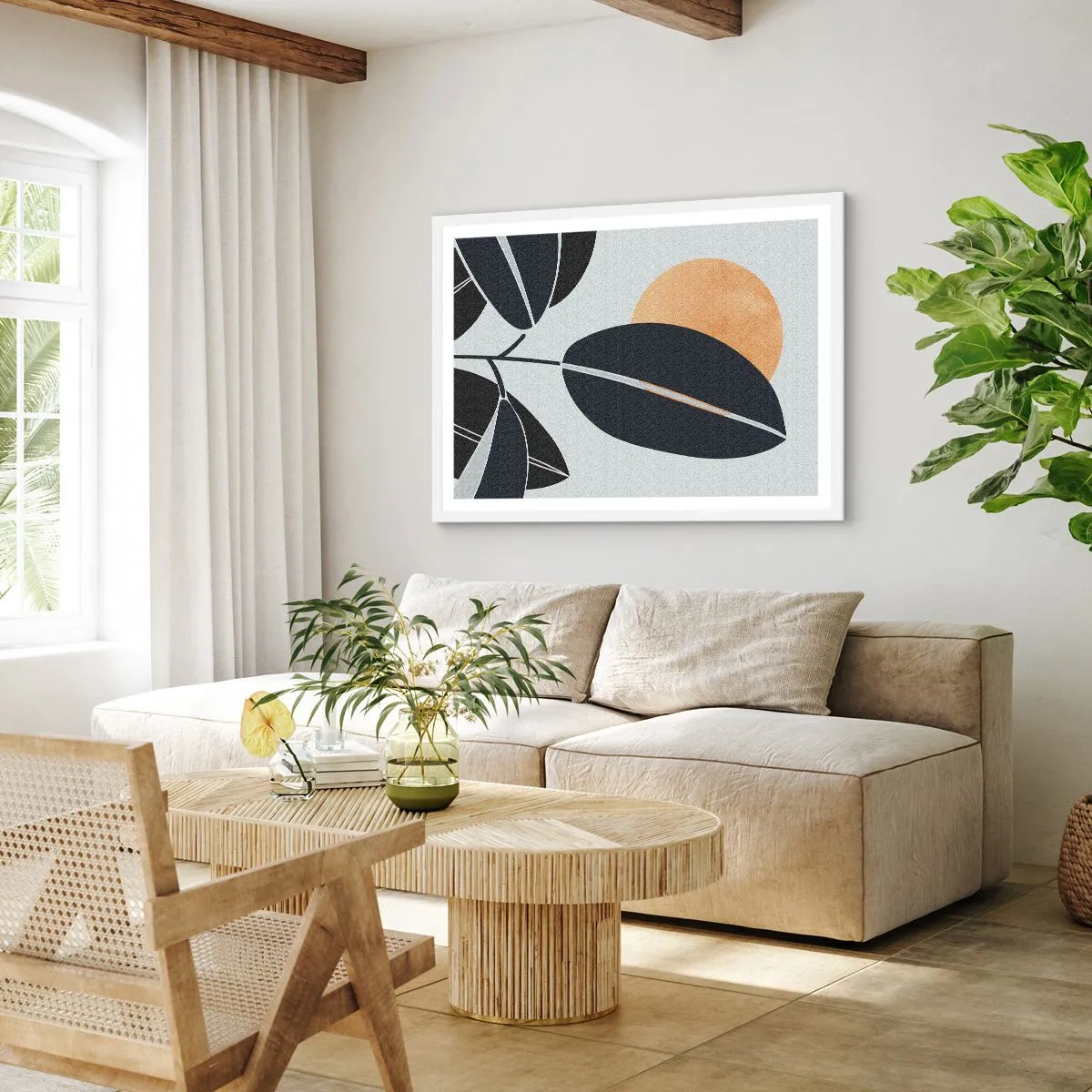 Plakat i hvid ramme - En dag med varm sommer - 100x70 cm