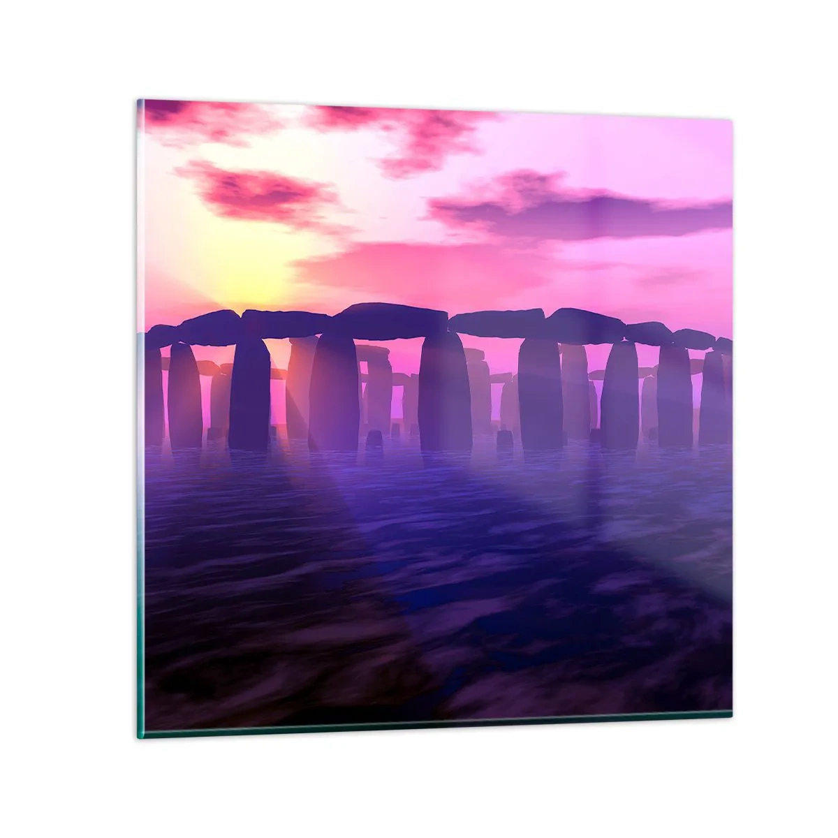 Billede på glas - Mystik ved daggry i tågen - 60x60 cm