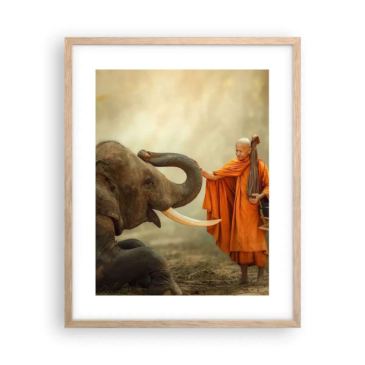 Plakat i ramme af lyst egetræ - Møde på ferien - 40x50 cm