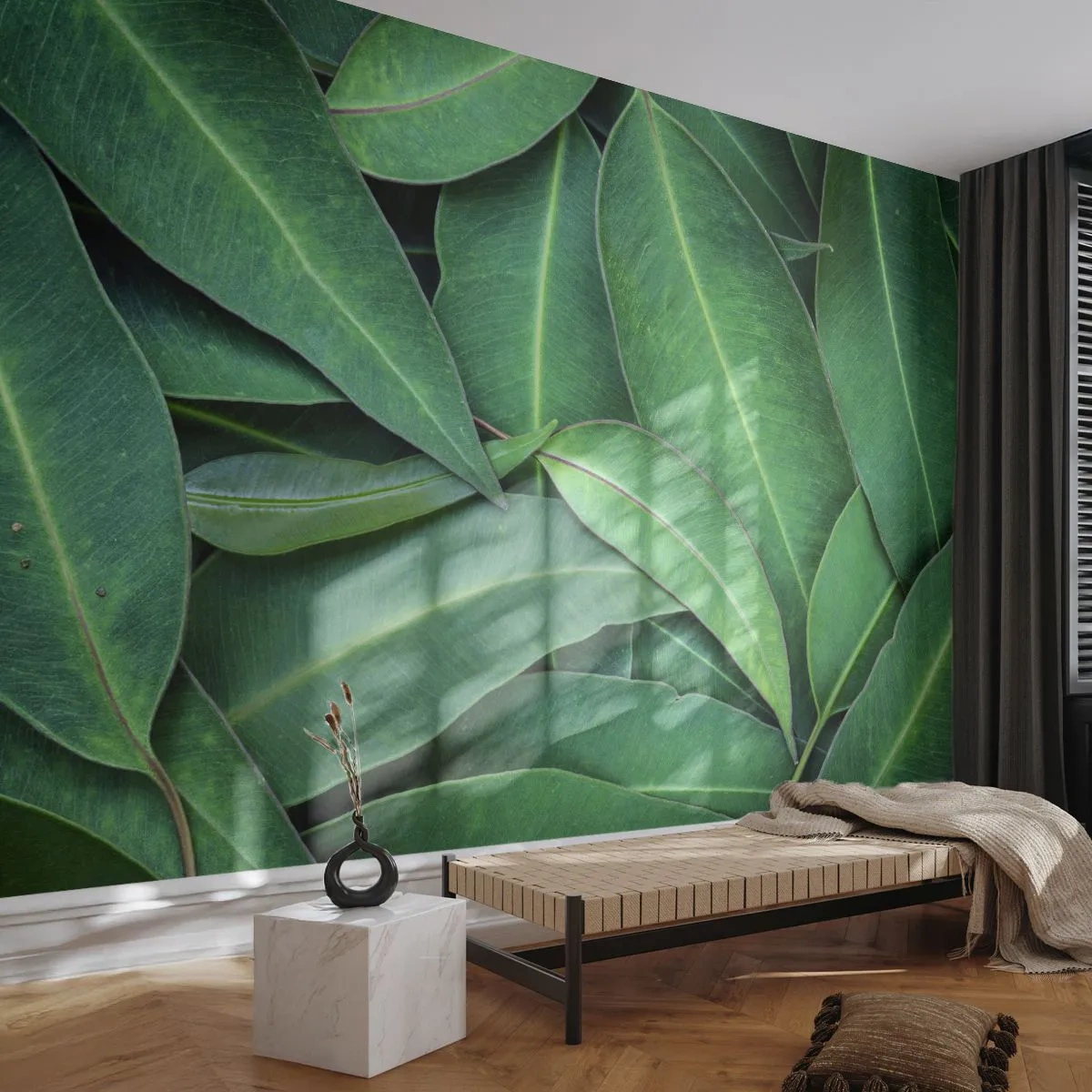 Fototapet Selvklæbende Deluxe Sticker - Saftig og frisk - Blade, Eukalyptus, Natur - 250x175 cm