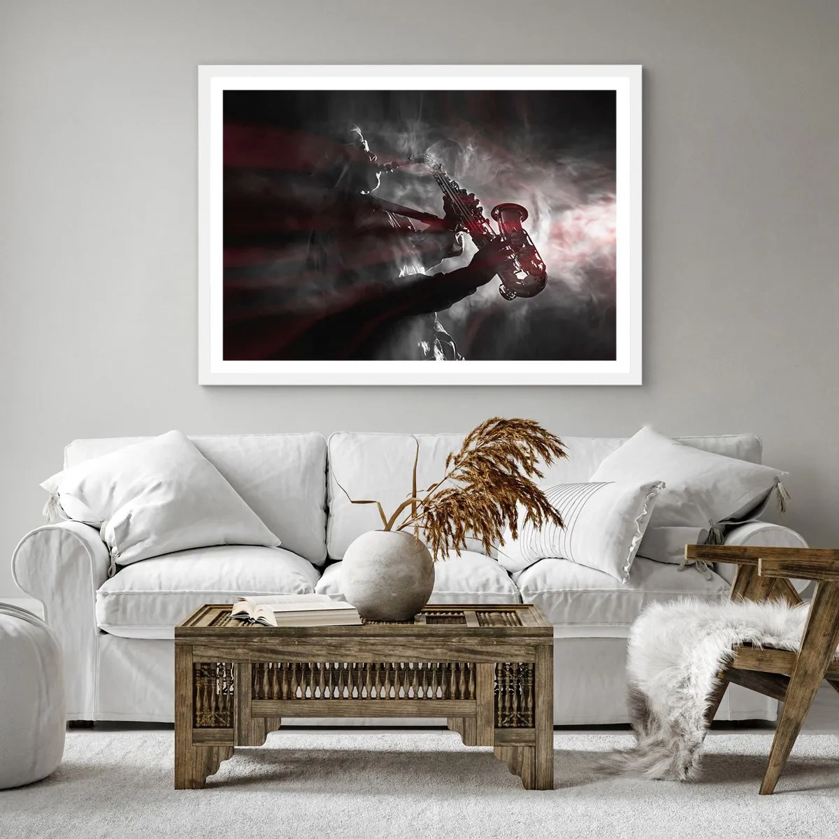 Plakat i hvid ramme - I jazzens dampe - 30x30 cm