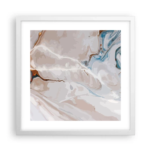 Plakat i hvid ramme - Blå slynger sig under det hvide - 40x40 cm