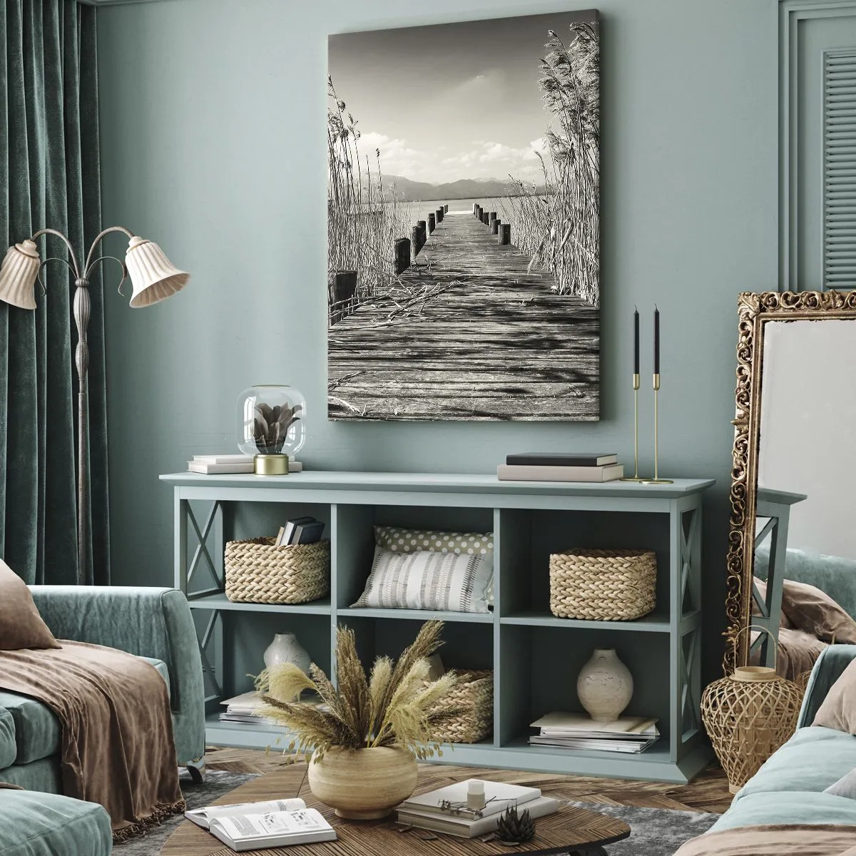 Lærredstryk - Billede på lærred - I græssernes fred - 45x80 cm