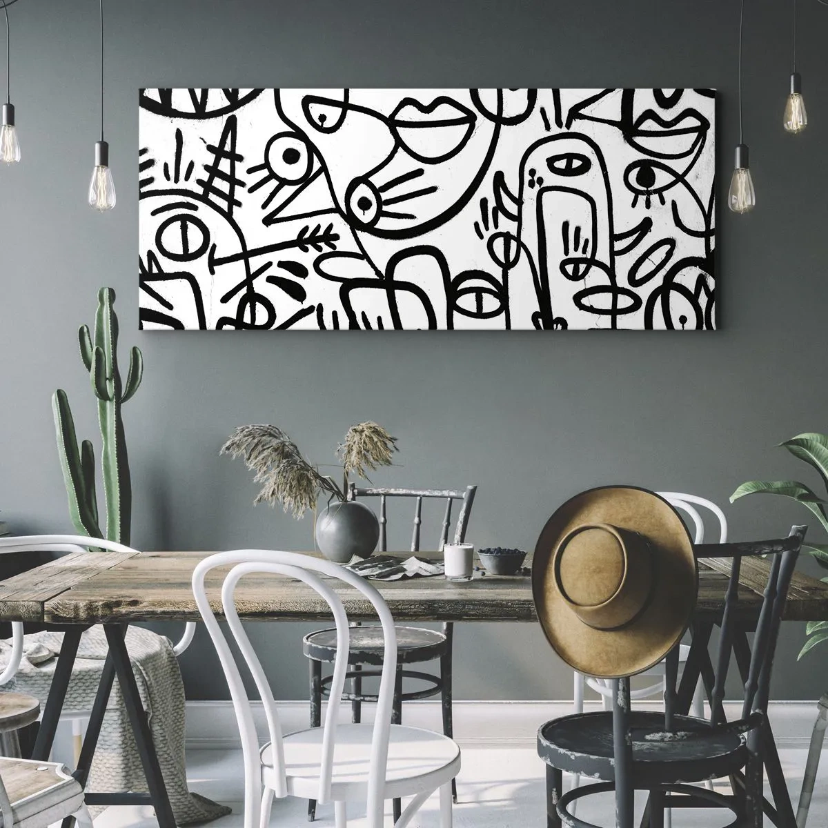 Lærredstryk - Billede på lærred - Ansigter og luftspejlinger - 100x40 cm