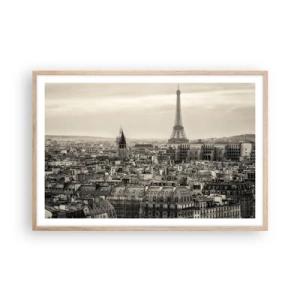 Plakat i ramme af lyst egetræ - Over Paris' hustage - 91x61 cm