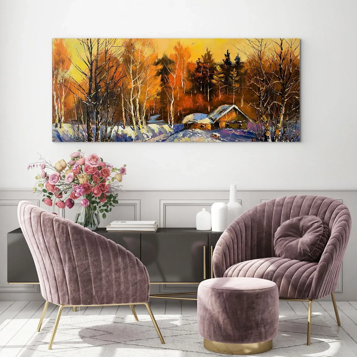 Billede på glas - Vinterindtryk i solen - 120x50 cm