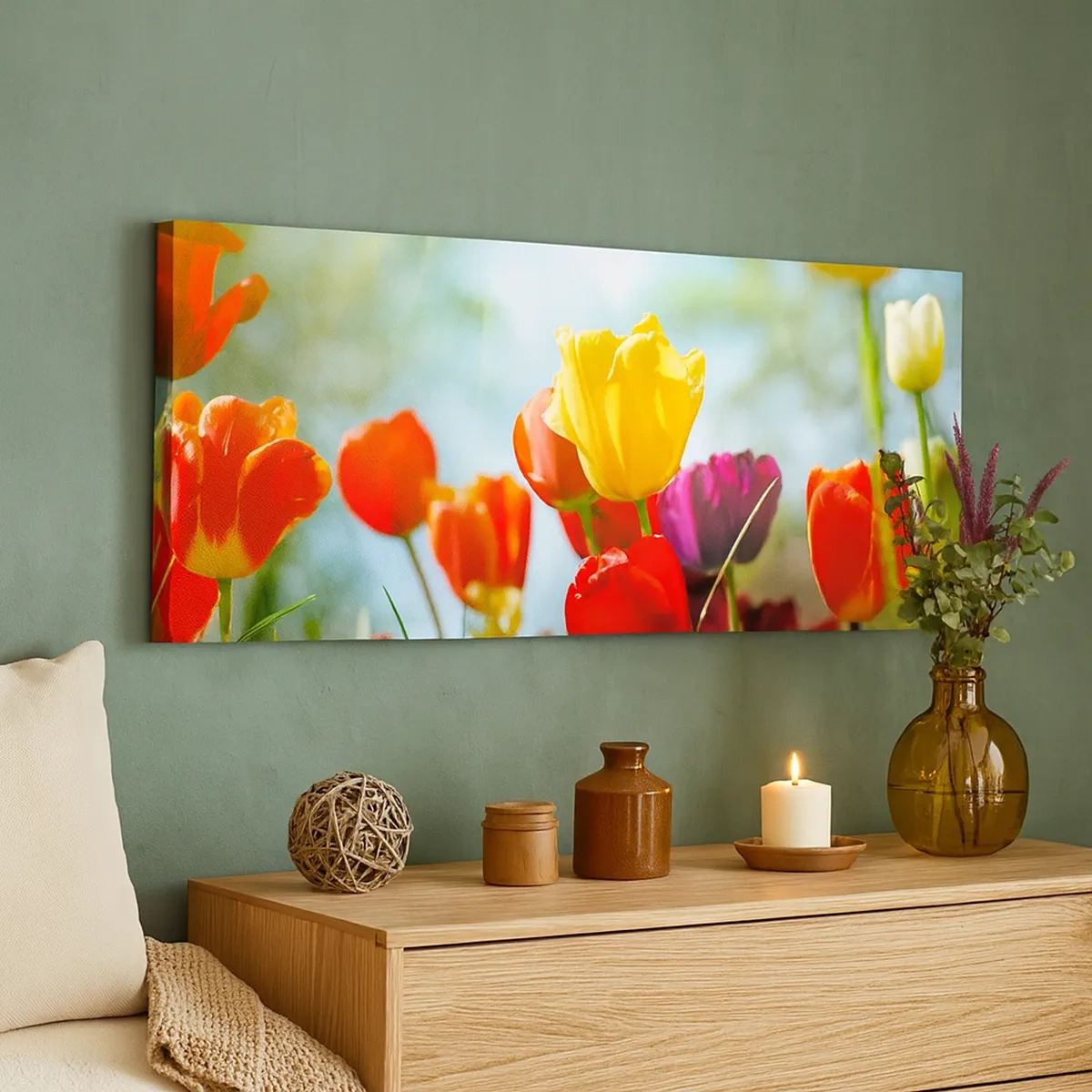 Lærredstryk - Billede på lærred - Alle solens farver - 30x30 cm