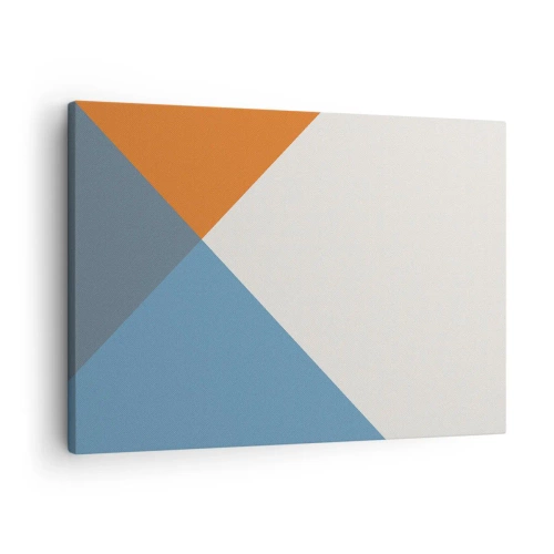 Lærredstryk - Billede på lærred - Geometriske trekanter i nuancer af blå og orange - 70x50cm - Med hensyn til ... - Moderne vægdekoration til stue og soveværelse ARTTOR