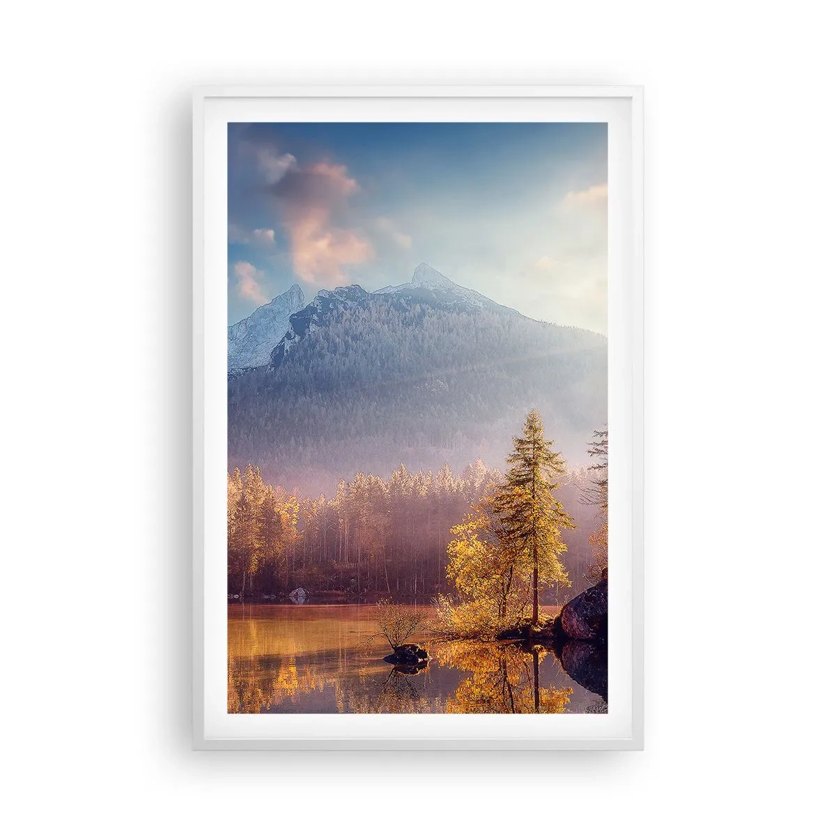 Plakat i hvid ramme - I bjerge og dale - 61x91 cm