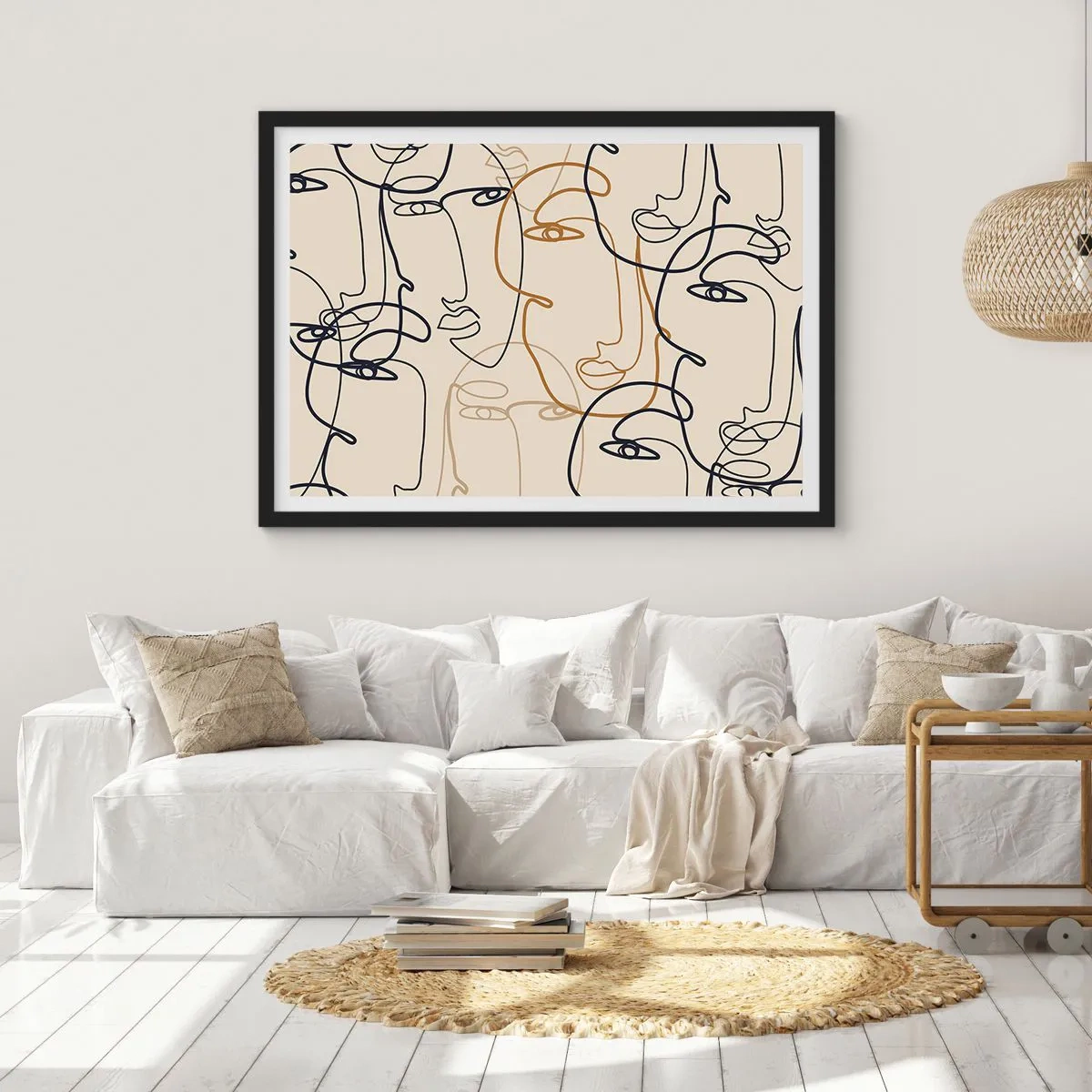 Plakat i sort ramme - Portræt ganget med hinanden - 50x40 cm