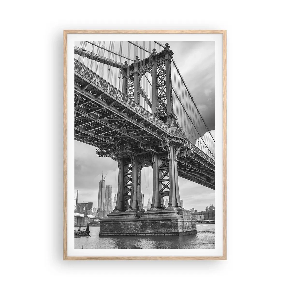 Plakat i ramme af lyst egetræ - Til byens hjerte - 70x100 cm