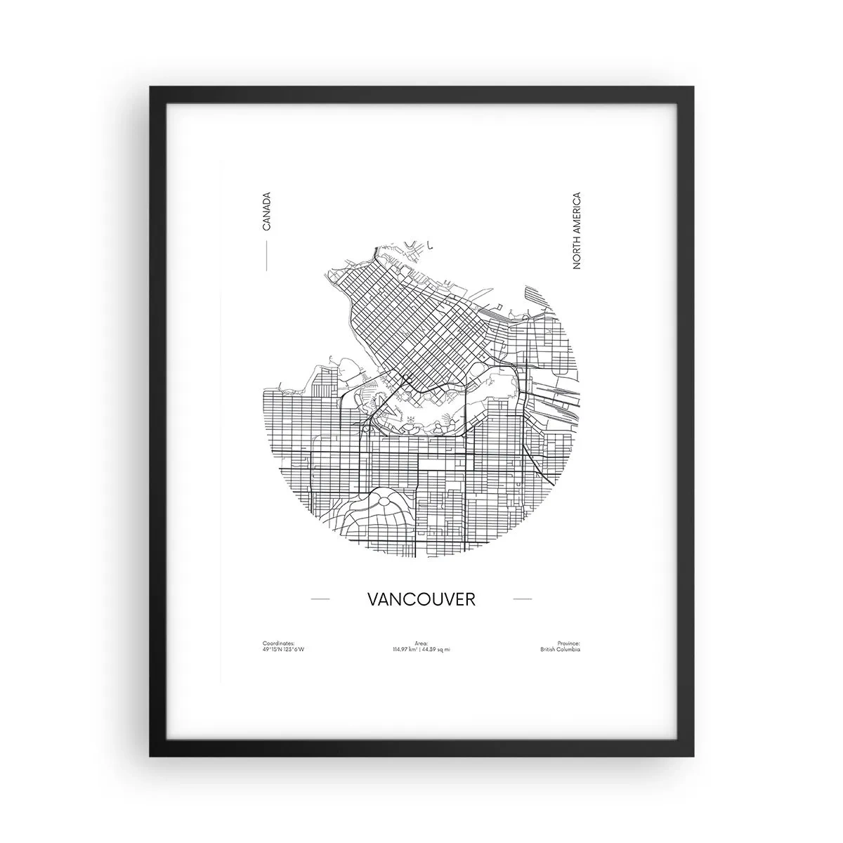Plakat i sort ramme - Anatomi af Vacouver - 40x50 cm