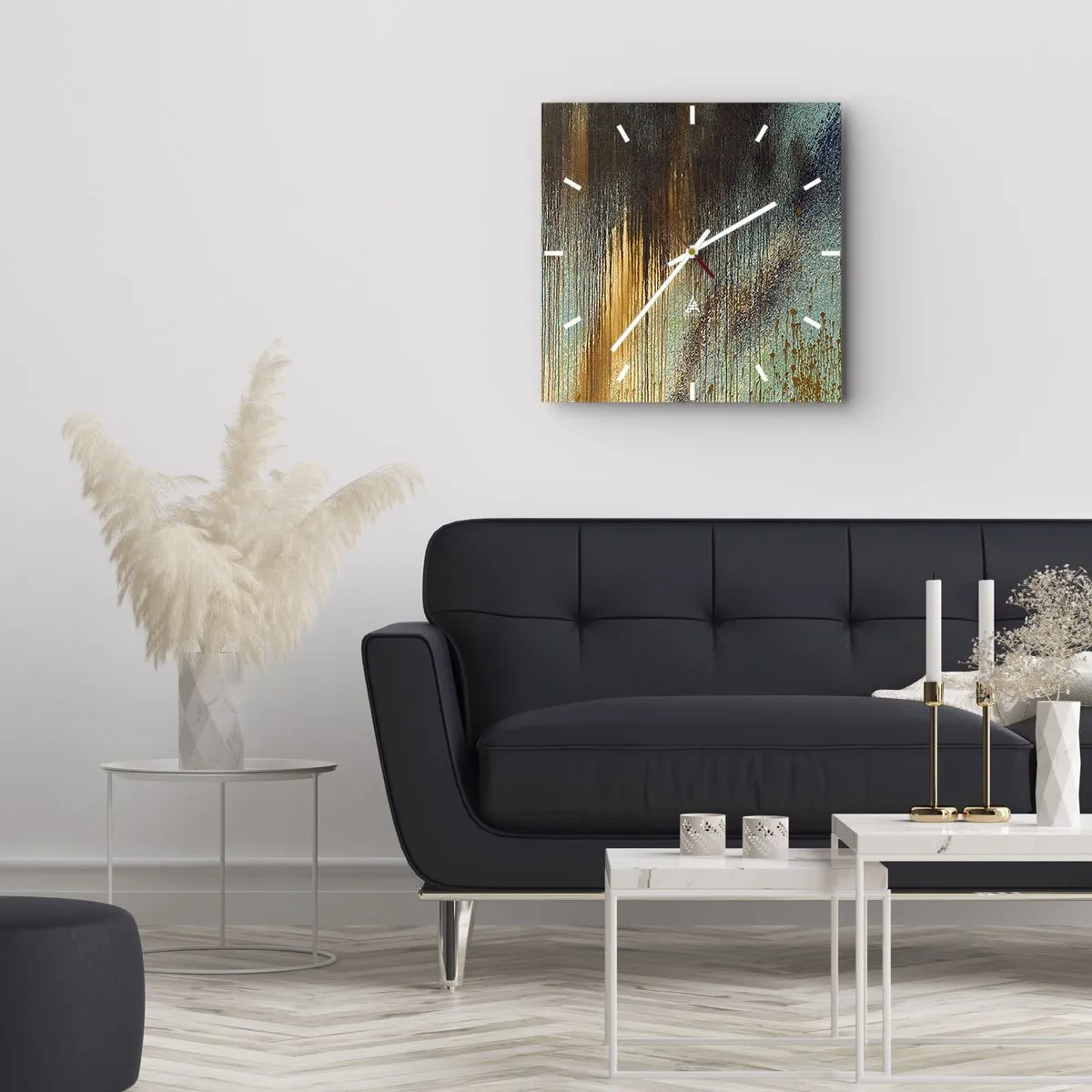 Vægur, Uret - En utilsigtet farverig komposition - 40x40 cm