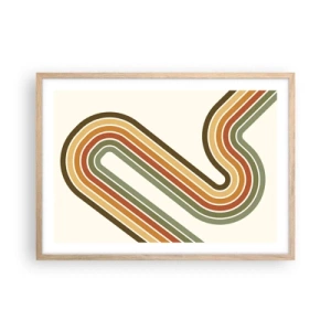 Plakat i ramme af lyst egetræ - Zigzag til destinationen - 70x50 cm