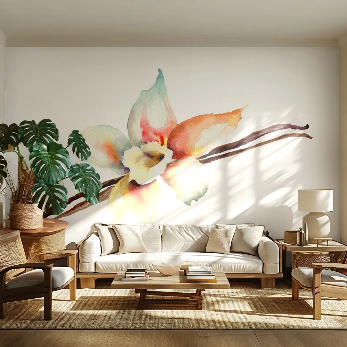 Fototapet Standard Eco - Stænket med malingens sødme - Vanilje blomst, Blomst, Vaniljestang - 450x315 cm