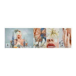 Prøve Fototapet Premium Sand - Kvinde blomst - Abstraktion, Kvinde, Blomster - 100x30 cm
