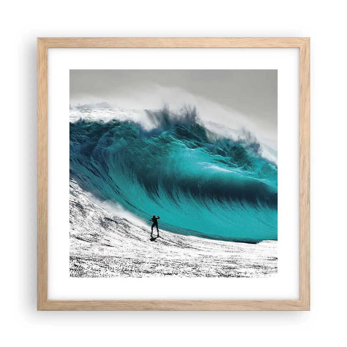 Plakat i ramme af lyst egetræ - Udfordring accepteret - 40x40 cm