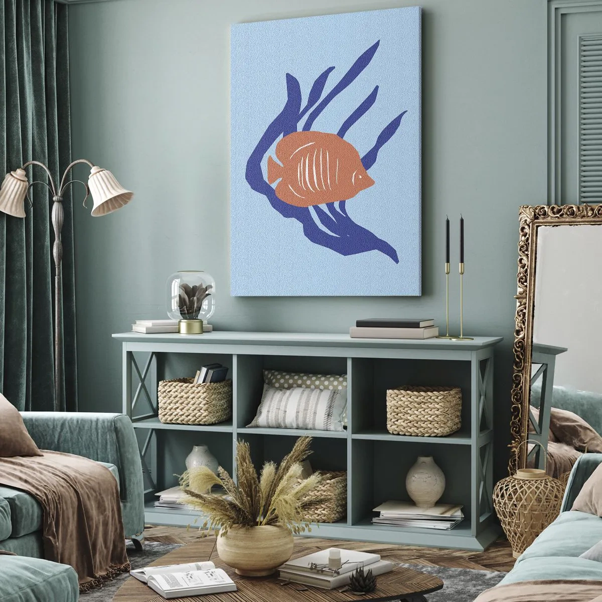 Lærredstryk - Billede på lærred - Koralvandsbeboer - 45x80 cm