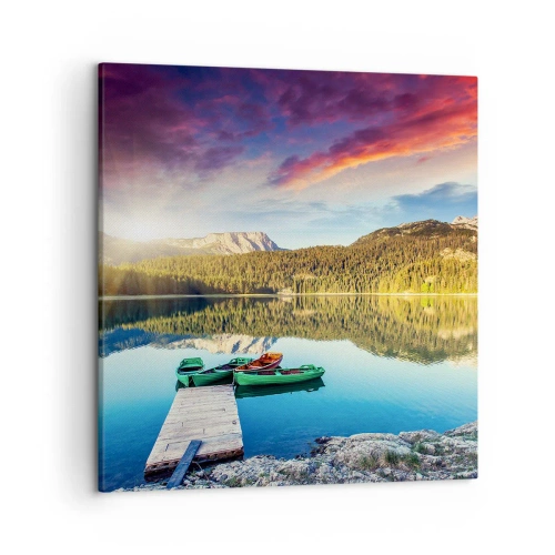 Lærredstryk - Billede på lærred - Over vand så glat som et spejl - 50x50 cm