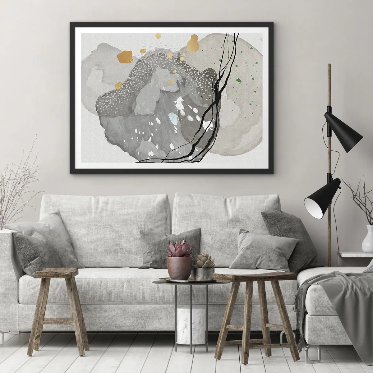 Plakat i sort ramme - Organisk komposition - 50x40 cm