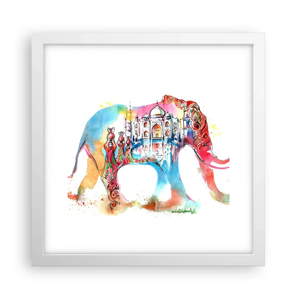 Plakat i hvid ramme - Indien - kærlighedens aura - 30x30 cm