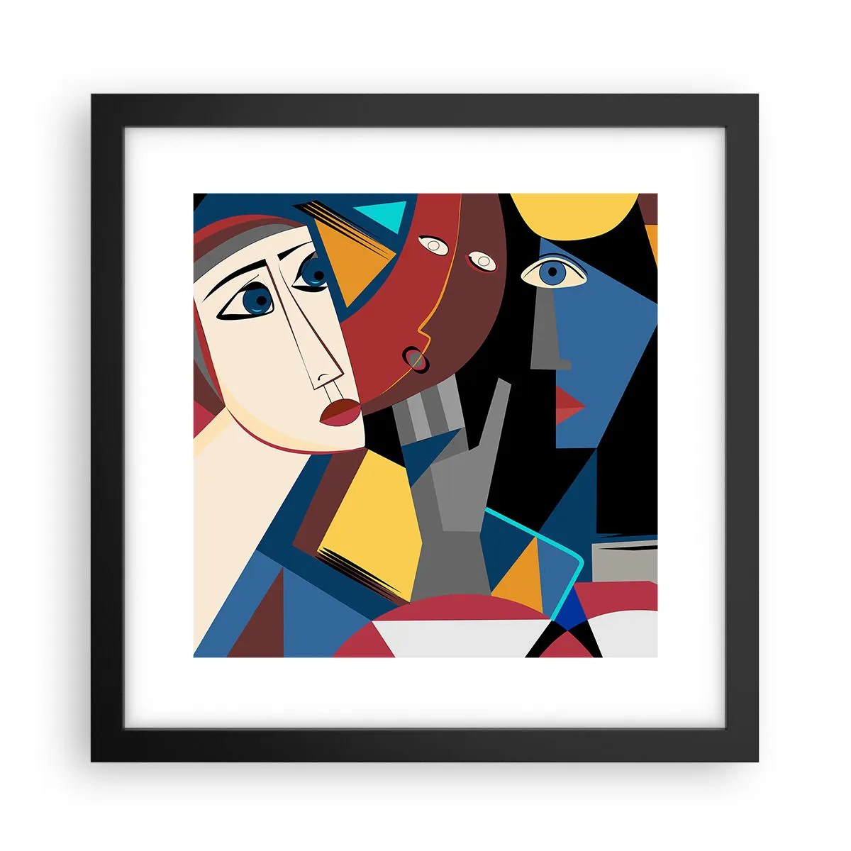 Plakat i sort ramme - Kubistisk samtale - 30x30 cm